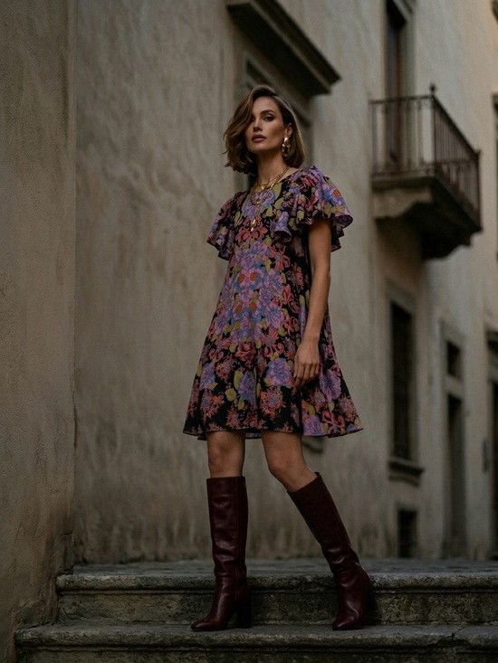 Free People Dresses & Skirts - Free People Yara Floral Flutter Sleeve Mini Dress Rose Combo Size L